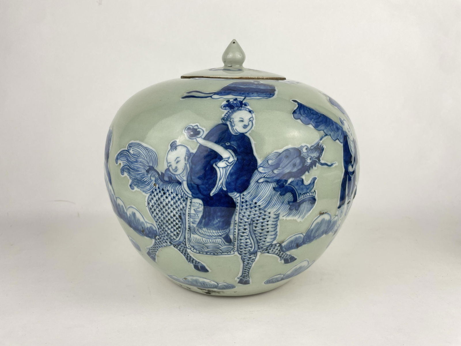 A Chinese Celadon Blue & White Porcelain Ginger Jar (1 of 15)