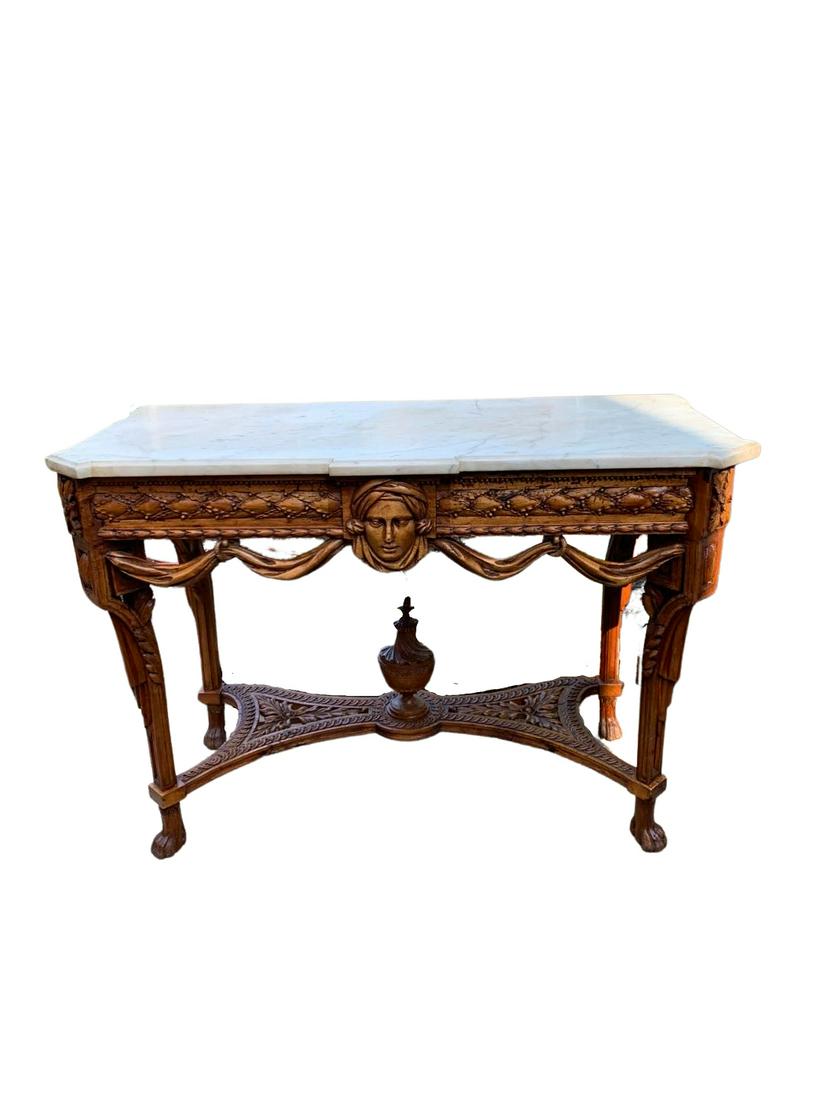 An 18th Century Italian Neoclassic Walnut White Marble Top Console (1 of 2)