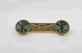 A Rare Antique Chi Ro 18k Gold Micro Mosaic Brooch Pin (1 of 9)