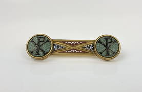 A Rare Antique Chi Ro 18k Gold Micro Mosaic Brooch Pin (1 of 9)