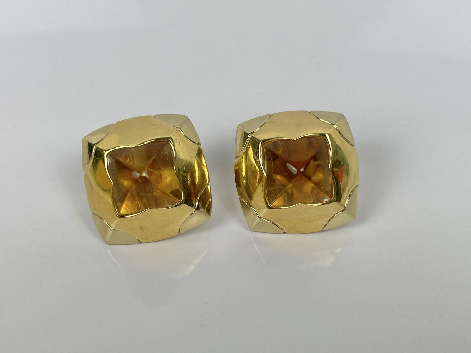A Vintage Bvlgari Pair of Pyramide 18k Gold Citrine Earrings (1 of 18)
