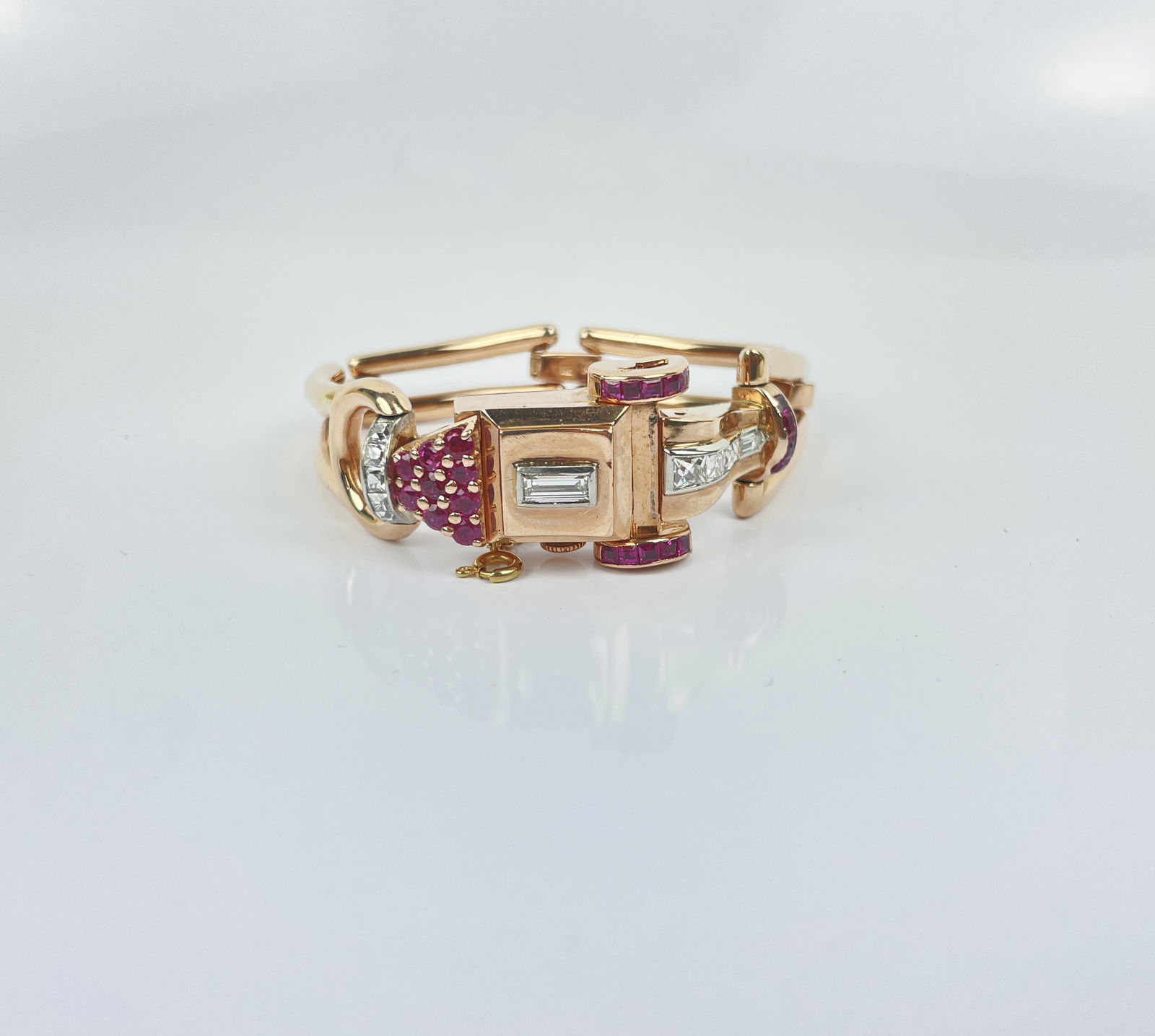 A Retro 14k Gold Ruby Diamond Watch Bracelet (1 of 17)
