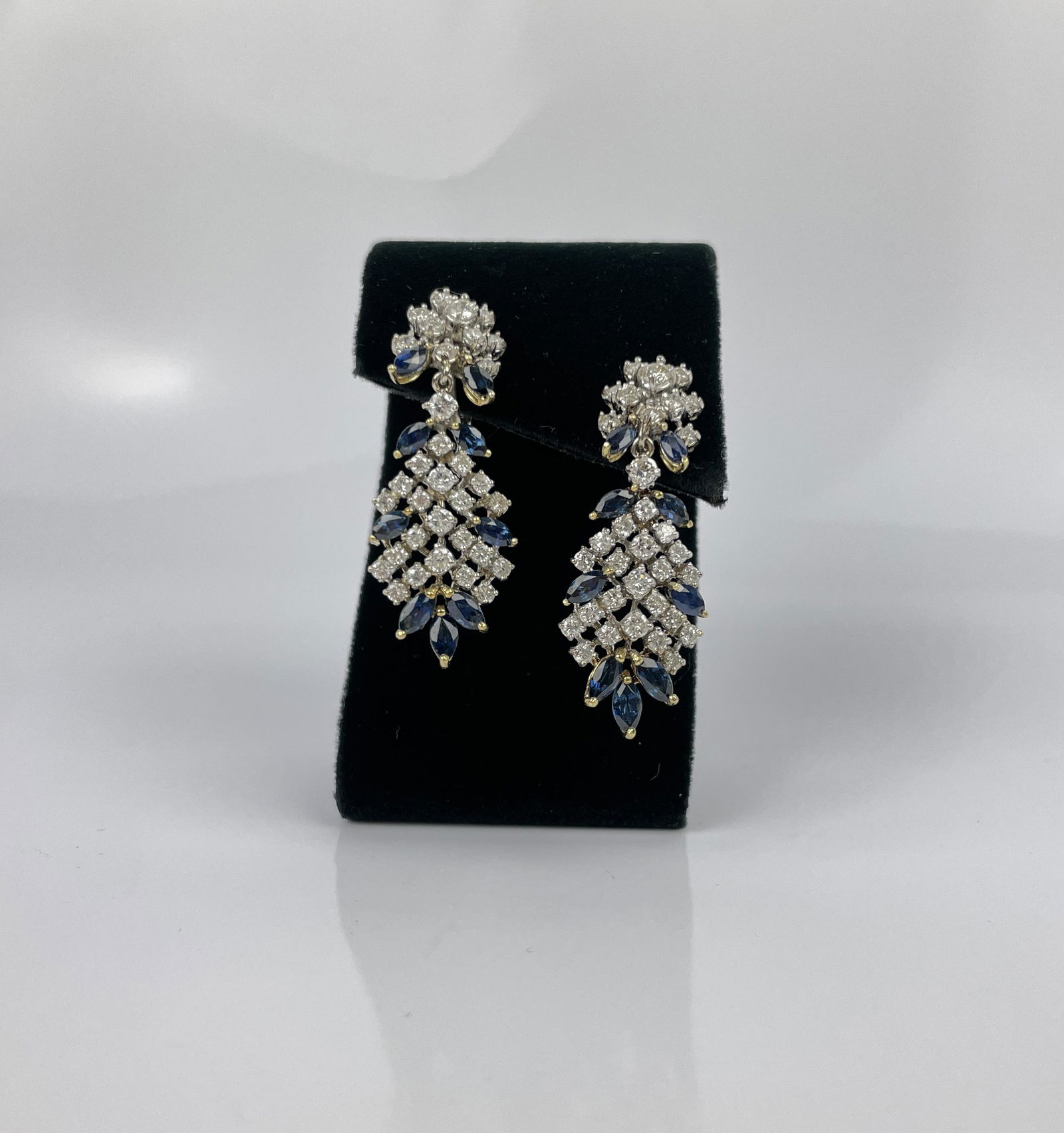 A Vintage Pair of 14k Gold 4.75 Carat Diamond Sapphire Earrings (1 of 18)