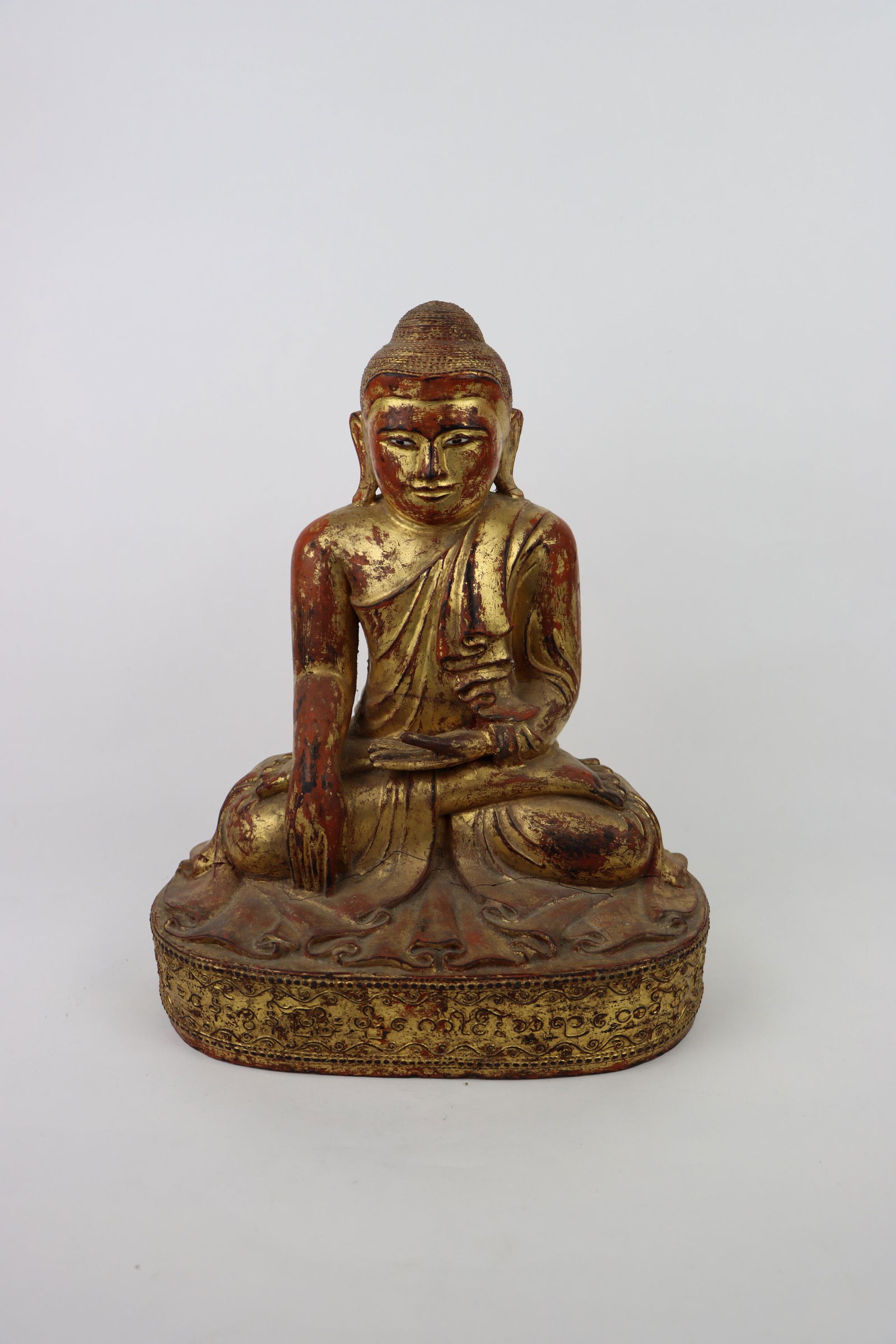 A Rare Burmese Gilt Polychrome Lacquered Buddha (1 of 14)