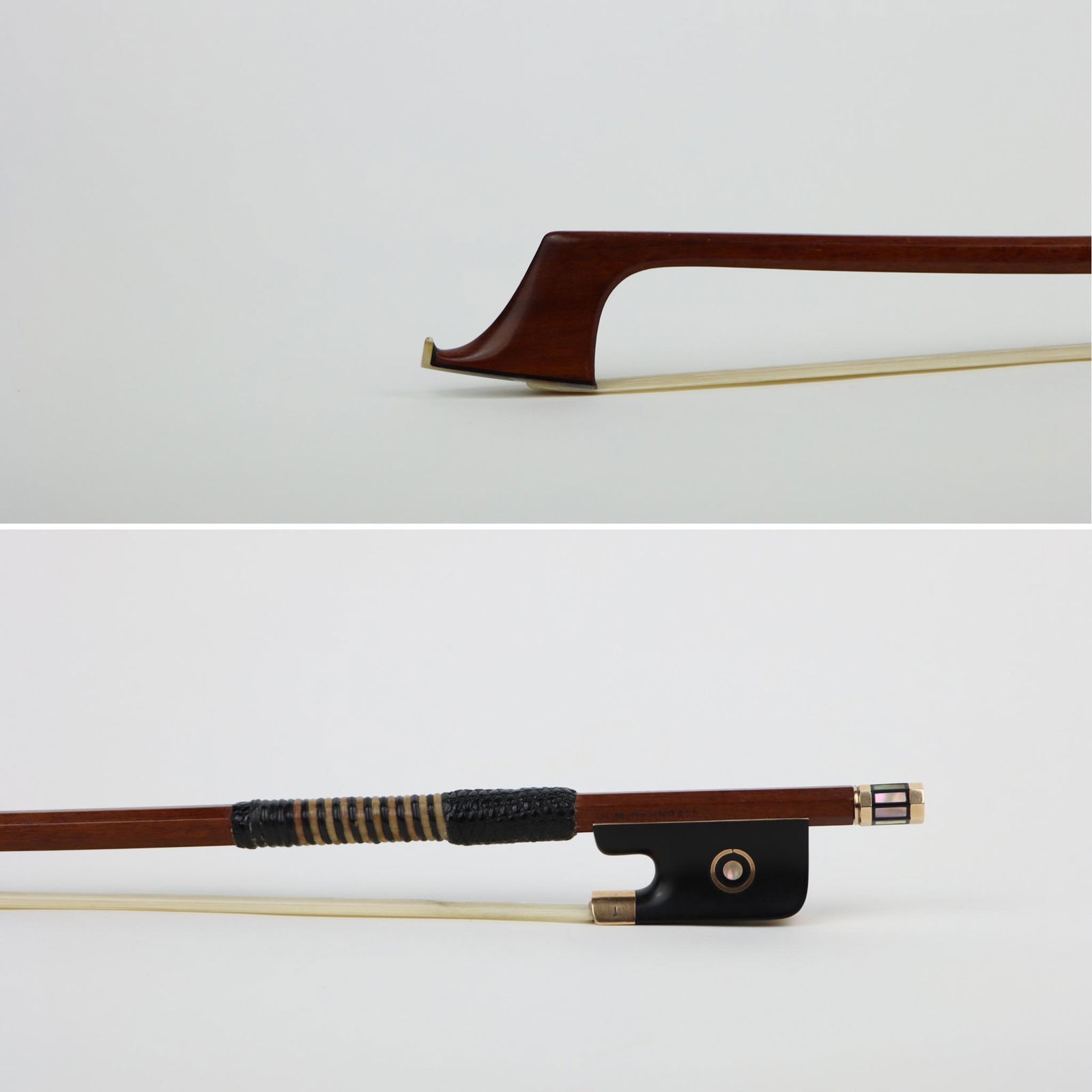 A Fine Mother of Pearl Mounted Cello Bow Stamped M De Luccia (1 of 18)