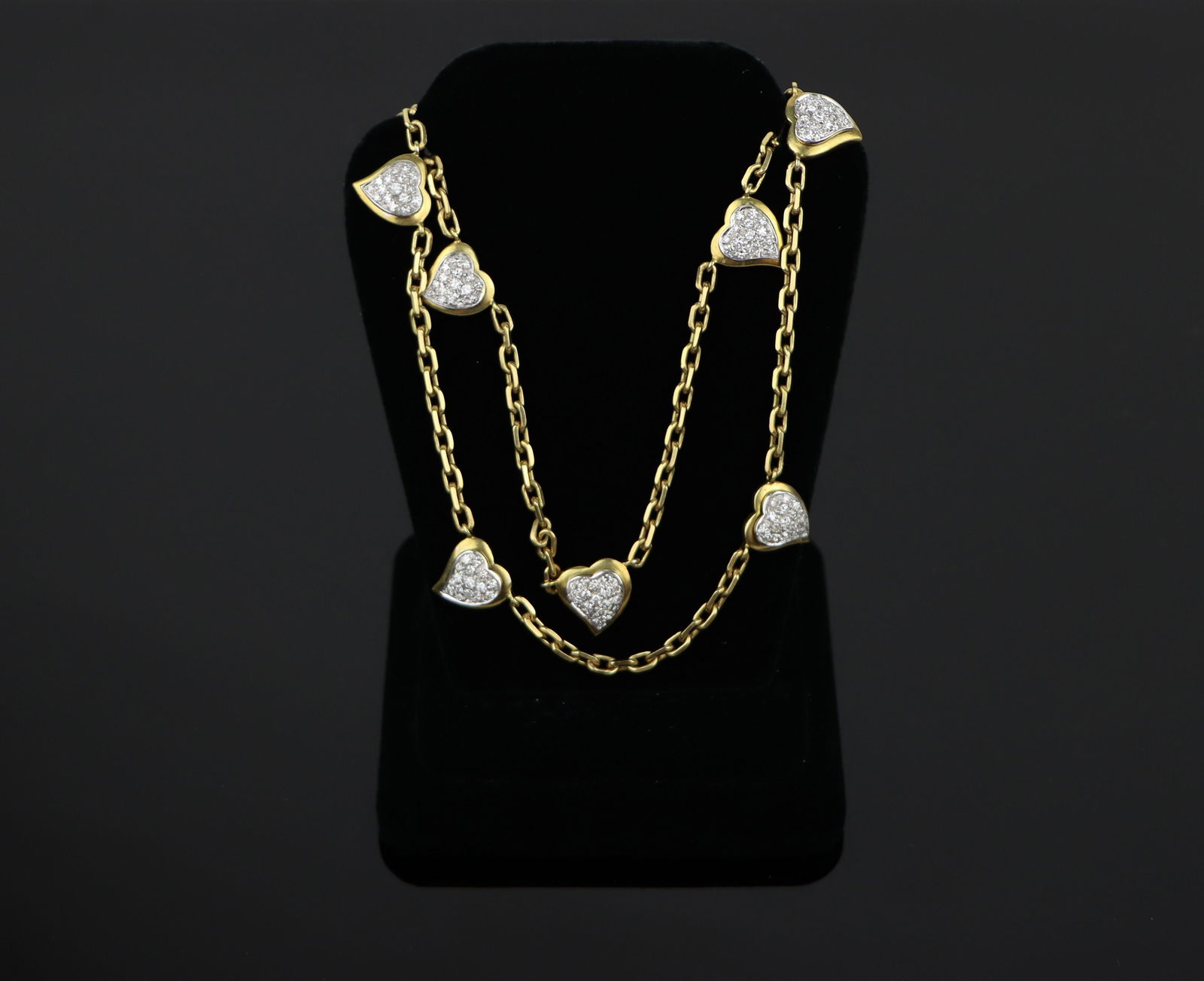 A Vintage 18K Gold Diamond Heart Station Necklace (1 of 20)