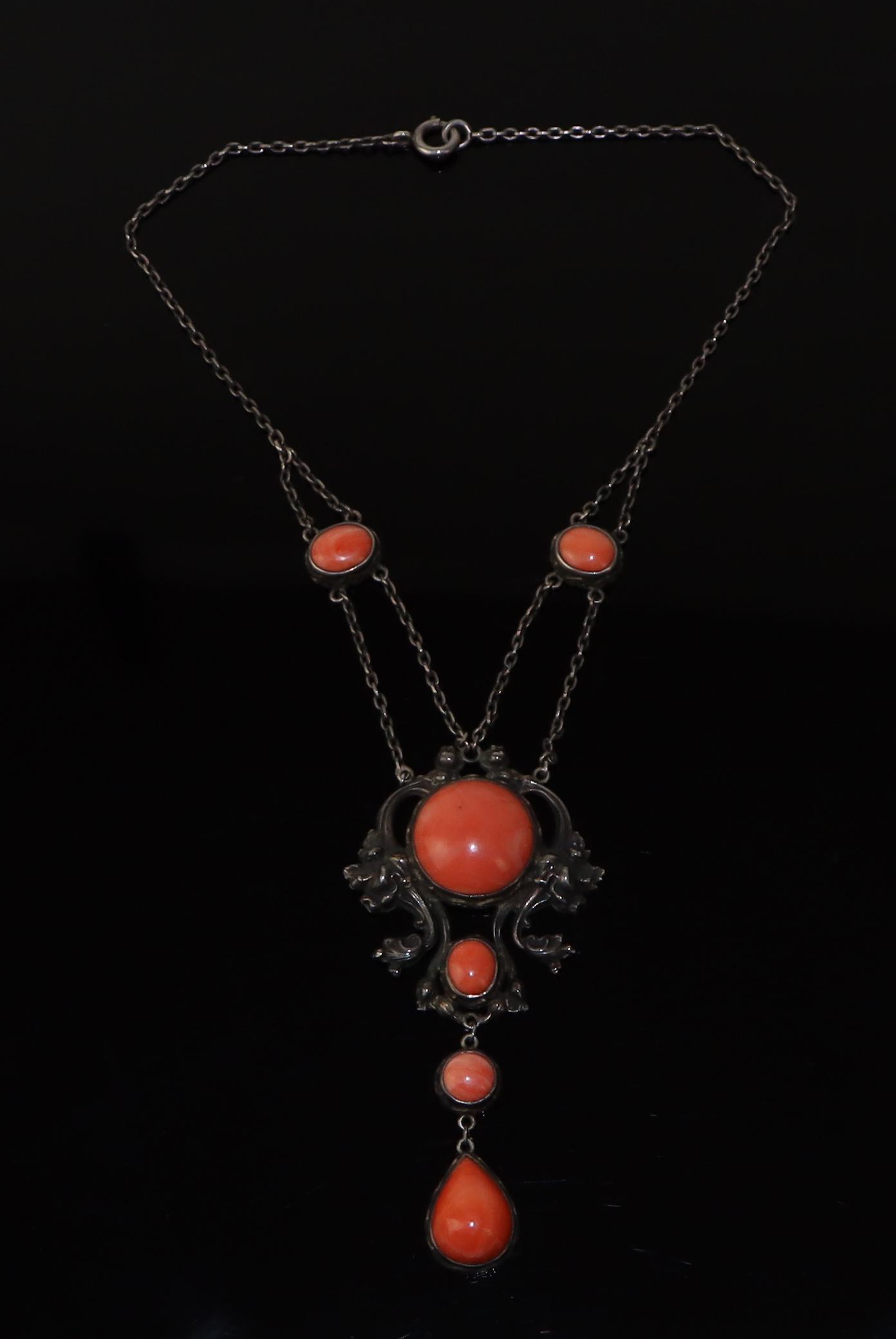 Antique Silver Coral Necklace (1 of 8)