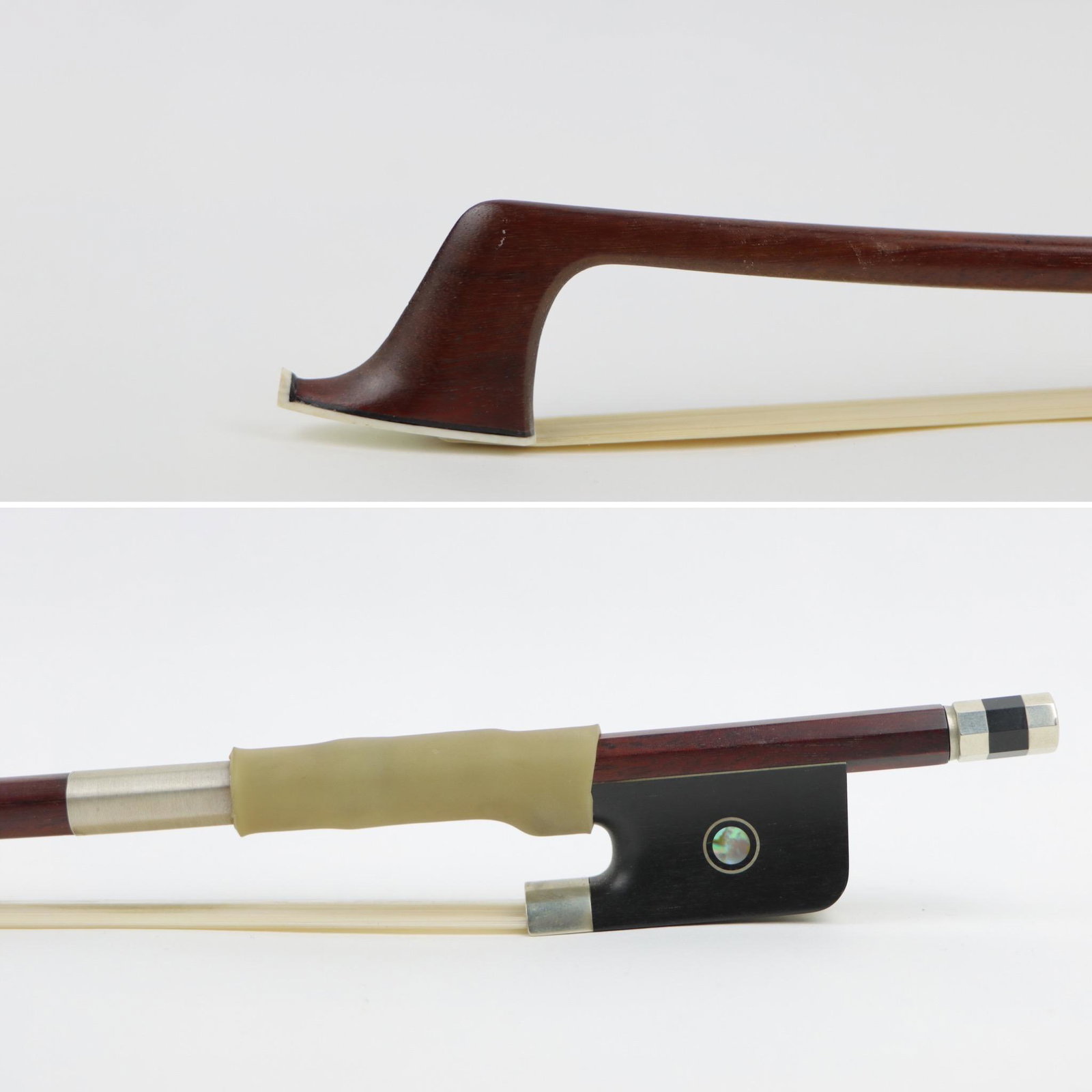 A Cello Bow: A Cello Bow Of Round Stick Unstamped Provenance: Property of A Retired Musician and Musical Family, New York Approximate Dimensions: 71.3 cm (Total Bow Length - Head to End) x 83.4 grams in weight