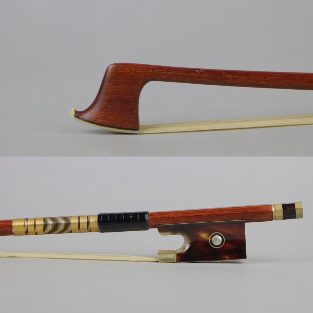 A Strong Unstamped Gold Tone & Shell Violin Bow (1 of 17)