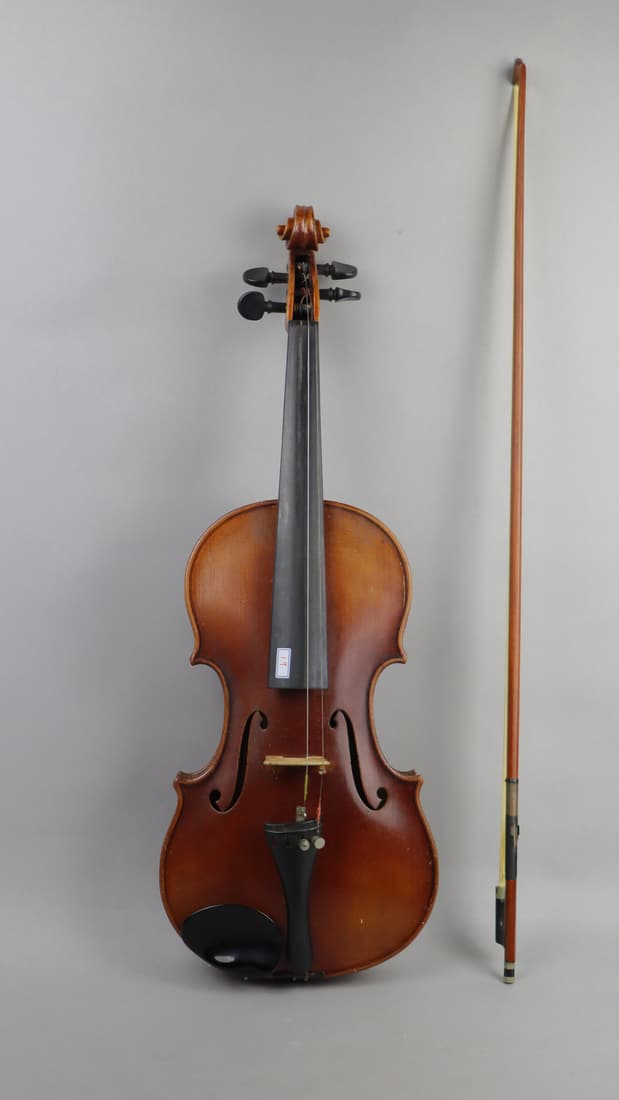 An Emil Herrmann Workshop Violin Branded E.H  Del Gesu Model & Violin Bow (1 of 20)