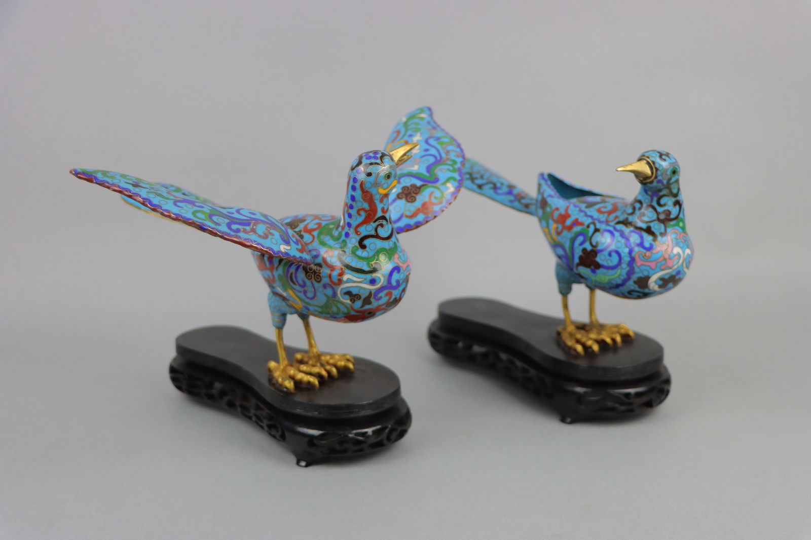 Pair of Chinese Cloisonne Birds (1 of 15)