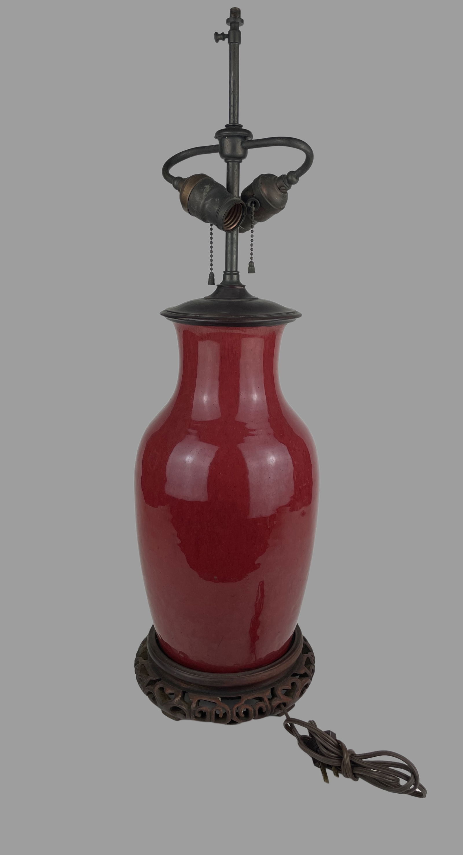 Chinese Oxblood Vase Mounted Lamp (1 of 18)