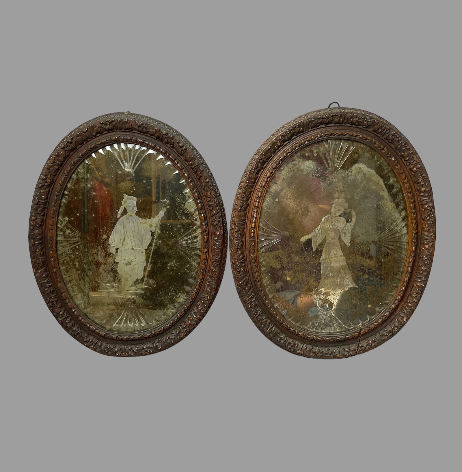 A Pair of Venetian Rococo Style Etched Glass Mirrors (1 of 10)
