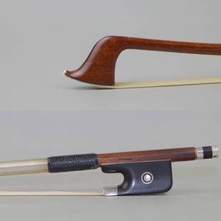 A Silver Cello Bow Attributed To Rick Reeve: A Silver Cello Bow Attributed To Rick Reeve Of Octagonal Pernambuco Stick, Ebony & Silver Mounted. Illegibly Stamped Attributed To Rick Reeve Approximate Dimensions: 71.3 cm (Total Length - Head