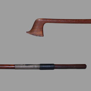 A W.E. Hill & Sons Violin Bow Stick: A W.E. Hill & Sons Violin Bow Stick Of Round Pernambuco Stick, Ebony & Silver mounted. Stamped: W.E. HILL & SONS Approximate Dimensions: 73 cm (Total Length - Head to End of Stick) 38.1 Grams in weigh