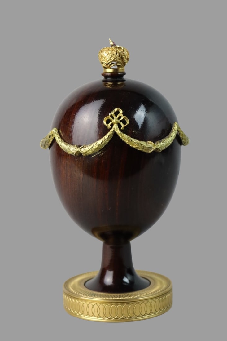 Gilt Mounted Boca Wood Egg Signed J. Faberge No. 137 (1 of 8)