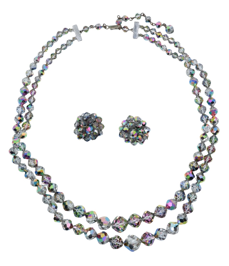 Vintage Laguna Rainbow Rhinestone Necklace & Earring Set (1 of 10)