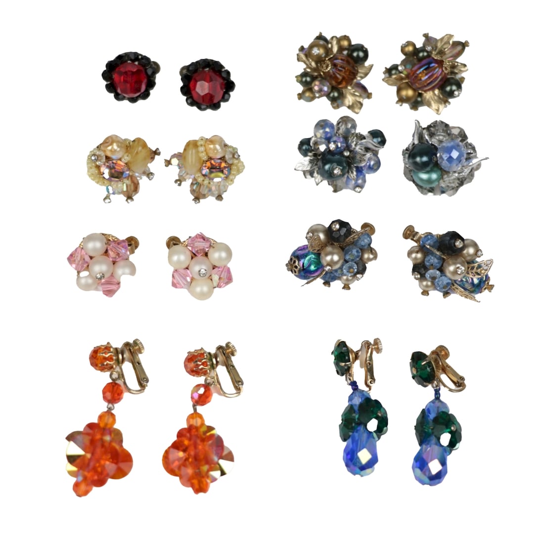 A Lot of 8 Vendome Cluster Earrings: A Lot of 8 Vendome Cluster Earrings Approximate Dimensions: 5 cm - 2 cm (Earring Length) 3.5 cm - 1.2 cm (Earring Width) 135.7 grams in weight
