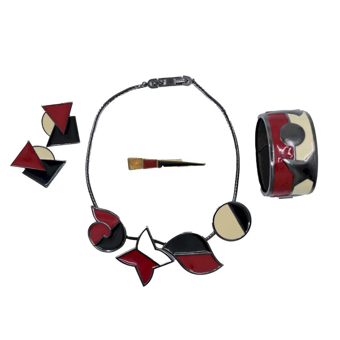 Rare Monet YSL "Directives Collection" Set  Modernist Geometrics in Red, Black & Cream Hues (1 of 16)