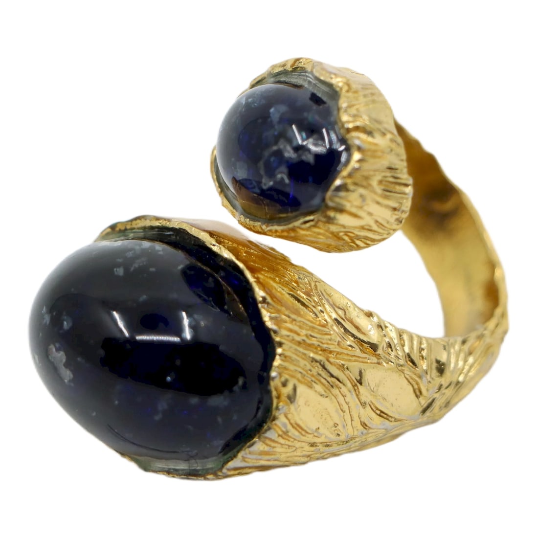 Christian Dior Germany Gold Tone Black & Blue Ring (1 of 15)