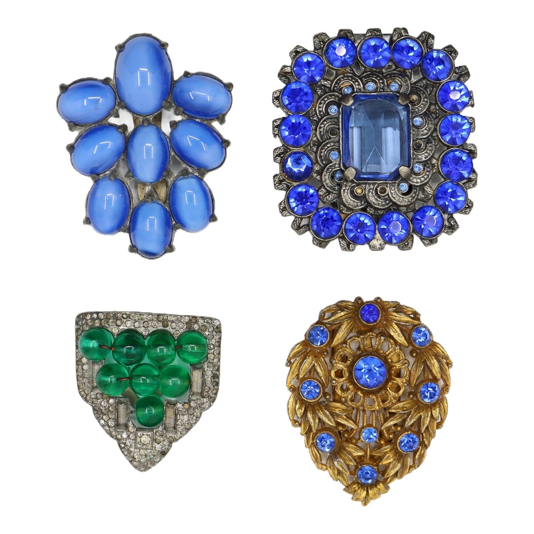 A Lot of Four Vintage Gold & Silver Tone Rhinestone Brooches (1 of 16)