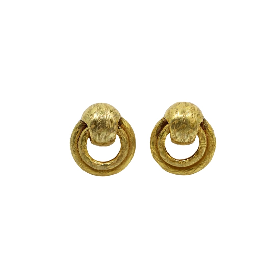 Miriam Haskell Gold Tone Textured Round Earrings: Miriam Haskell Gold Tone Textured Round Earrings Approximate Dimensions: 3 cm (Length) 2.7 cm (Width) 13.2 grams in total weight. Click here for video.