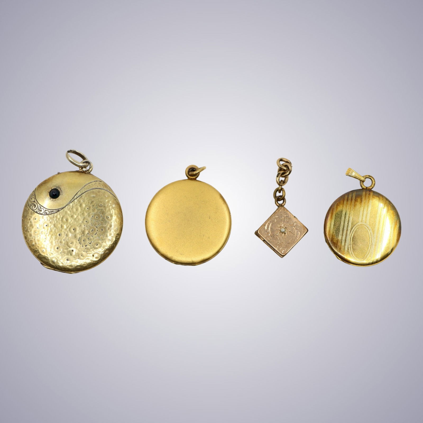 Four Antique Gold Filled Locket Pendants (1 of 15)