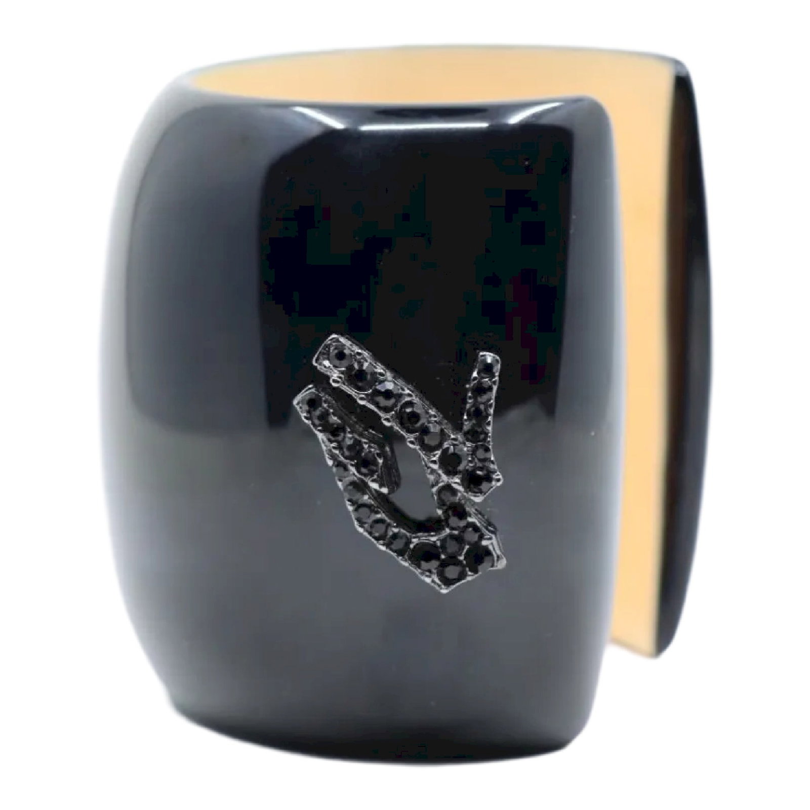 Vintage Christian Lacroix Black Resin Rhinestone Cuff Bracelet (1 of 11)