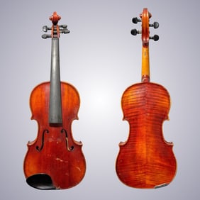 A 1/2 SIZE VIOLIN LABELED JOHN JUZEK