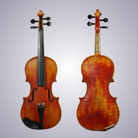 A FRACTIONAL VIOLIN LABELED JOHN JUZEK & BOW