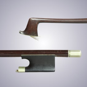 A STRONG MAILLECHORT MOUNTED VIOLIN BOW ATTRIB. BAUSCH SHOP