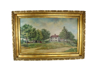 AMERICAN LANDSCAPE PAINTING WITH FARMHOUSE