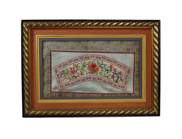CHINESE EMBROIDERED SILK TEXTILE OF FLORA & MOTIFS