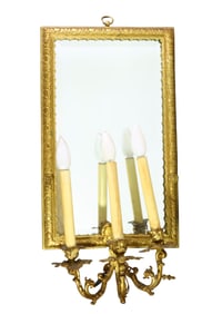 FRENCH GILT BRONZE MIRRORED WALL SCONCE