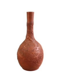 A JAPANESE RED CLAY DRAGON VASE