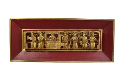 CHINESE GILT WOOD CARVING PANEL