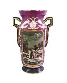 19TH CENTURY FRENCH CONTINENTAL PORCELAIN HAND-PAINTED VASE