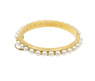 VINTAGE 18KT GOLD PEARL BRACELET