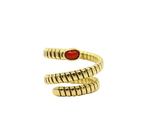 VINTAGE 18KT GOLD CORAL TUBOGAS RING