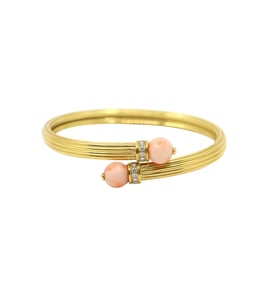 VINTAGE 18KT GOLD DIAMOND CORAL BRACELET
