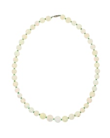 VINTAGE 10KT WHITE GOLD OPAL BEAD NECKLACE