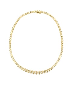VINTAGE 14KT GOLD 8.09 CT DIAMOND NECKLACE RIVIERE