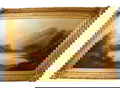 19TH CENTURY HUDSON RIVER SCHOOL LANDSCAPE OIL PAINTING