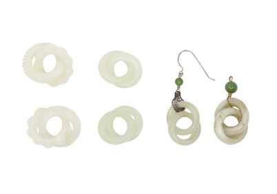 A LOT OF SIX CHINESE QING DYNASTY CARVED JADE LINKS