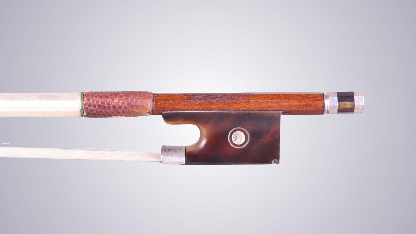 A SILVER & TORTOISE SHELL MOUNTED VIOLIN BOW - 2