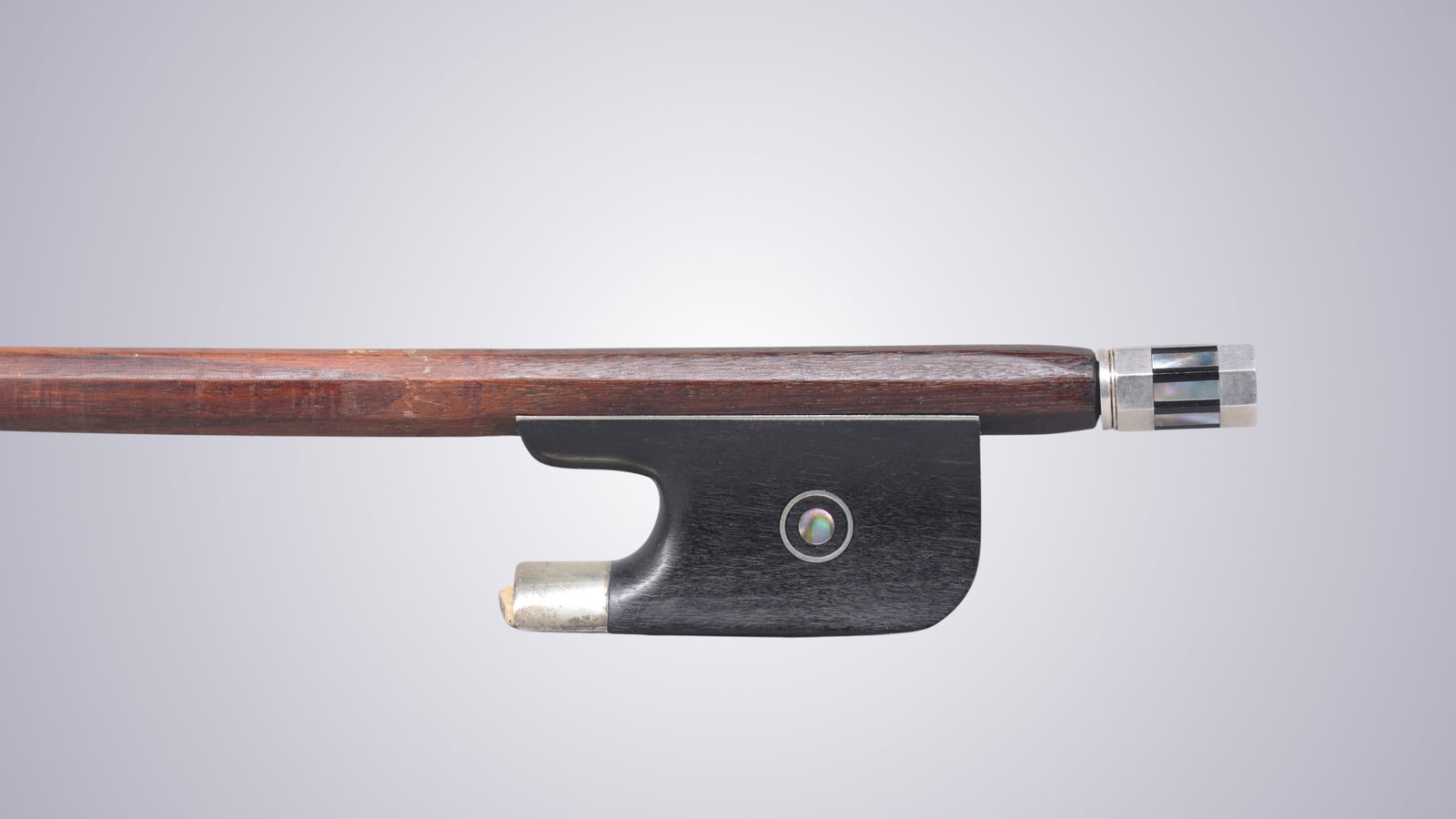 A STRONG GERMAN SILVER MOUNTED CELLO BOW - 2