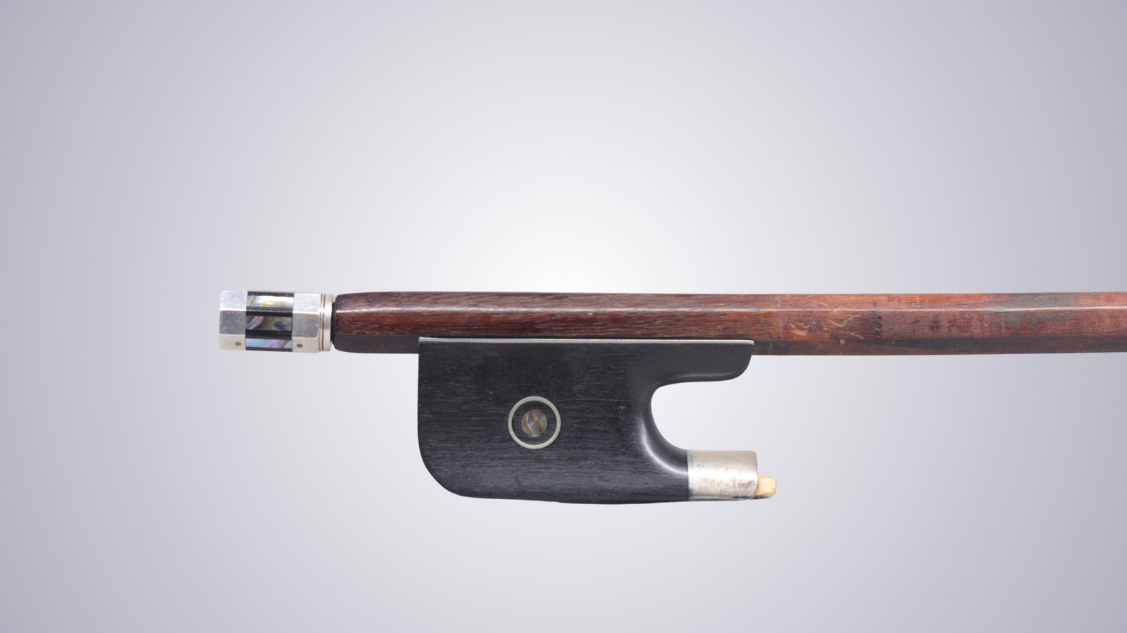 A STRONG GERMAN SILVER MOUNTED CELLO BOW - 8