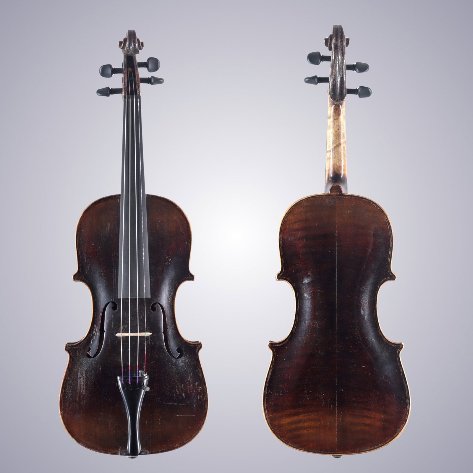 A VIOLIN BRANDED HOPF: A VIOLIN BRANDED HOPF The back is of two-piece maple, quarter-cut joined at the center and with narrow flames descending slightly from center to bouts. The ribs and scroll are of similar wood. The