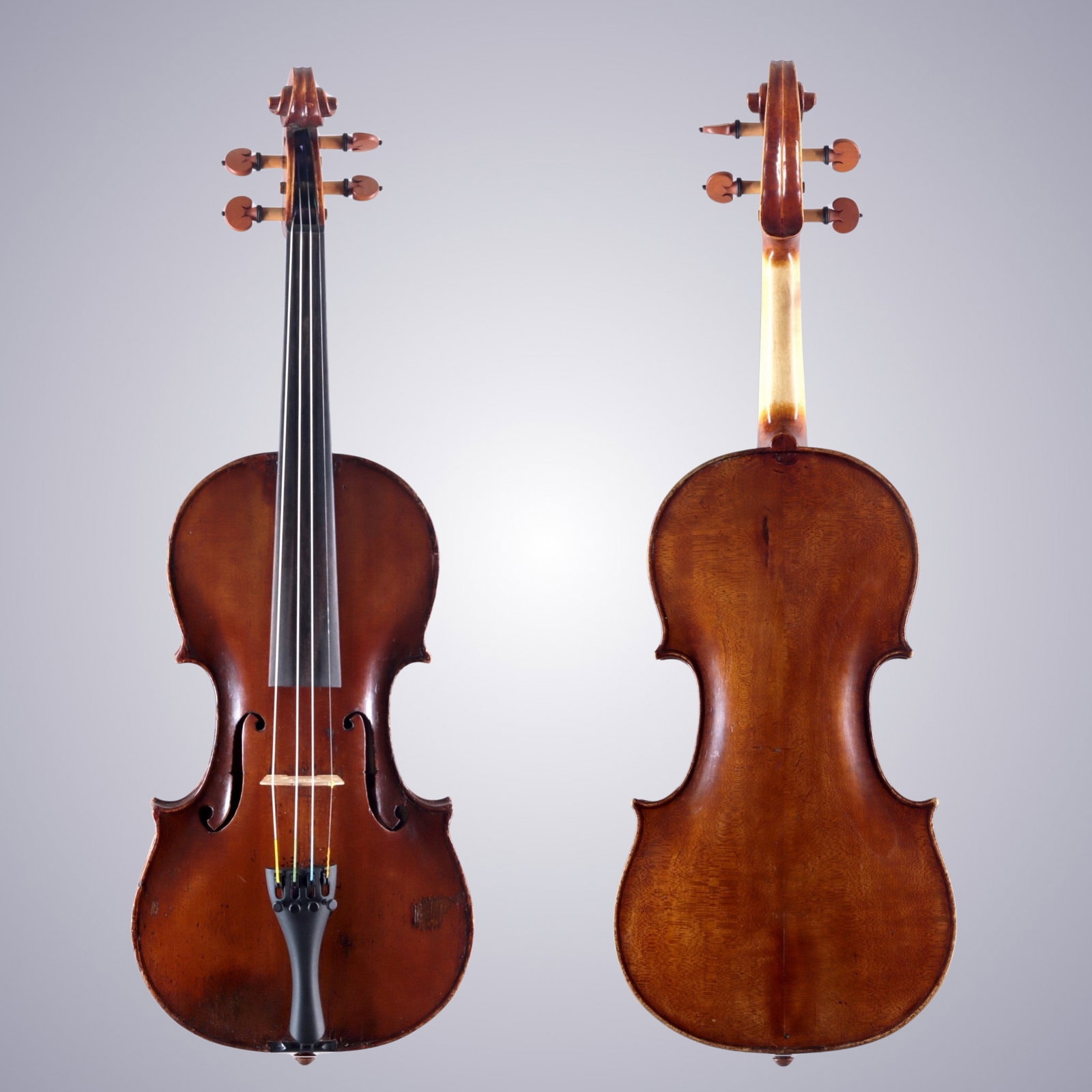 A VIOLIN REPAIRED BY DAVID M. WALTERSDORFF NEW OXFORD, PA 2000: A VIOLIN REPAIRED BY DAVID M. WALTERSDORFFNEW OXFORD, PA 2000 The back is of two-piece plain maple, quarter-cut joined at the center and with medium width flames descending from center to bouts. The r