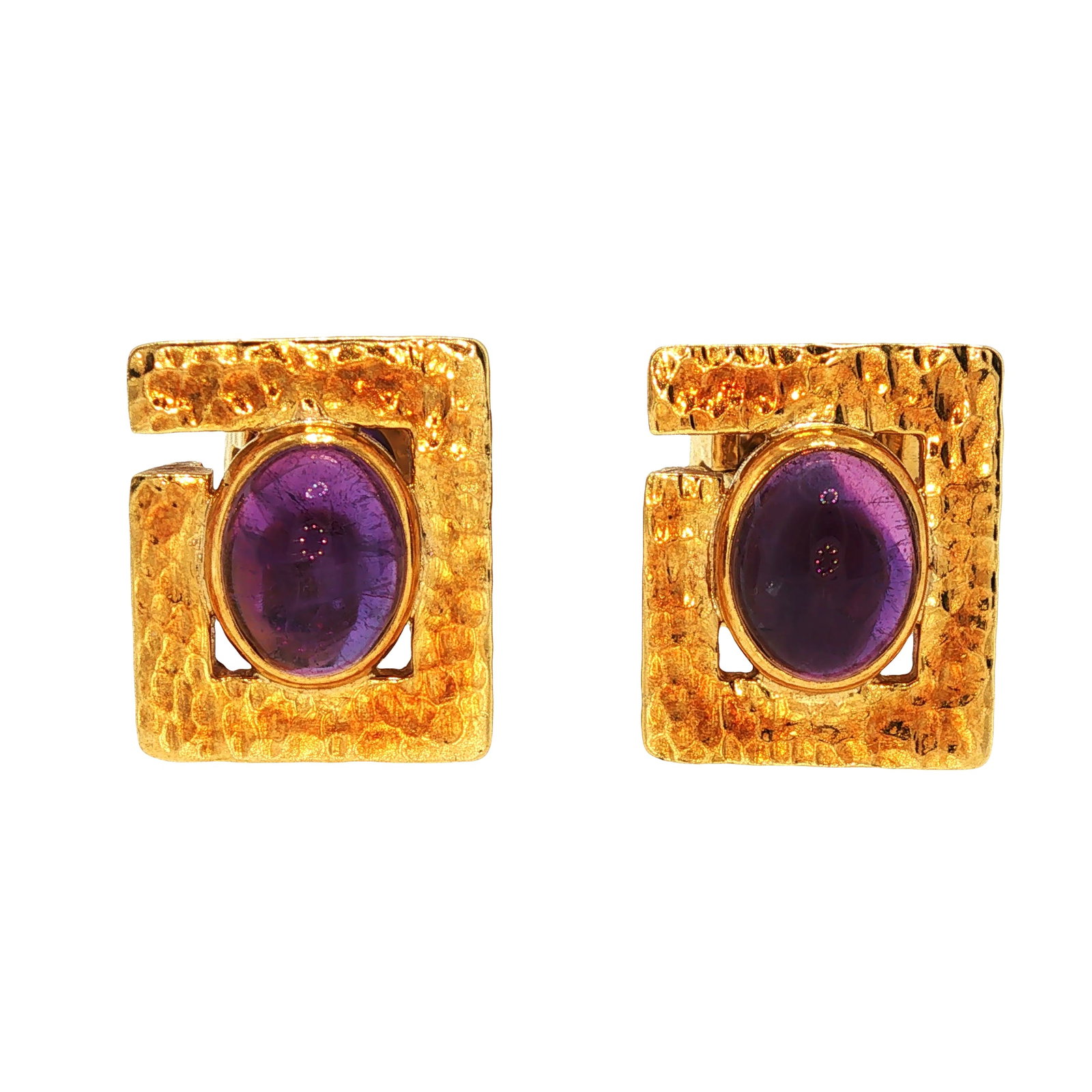 DAVID WEBB 18K GOLD AMETHYST CABOCHON CUFFLINKS (1 of 10)